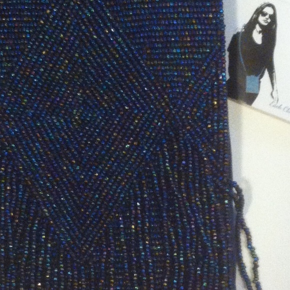 NWT BLUE AND BLACK BEADED CELL PHONE BAG - Picture 5 of 8